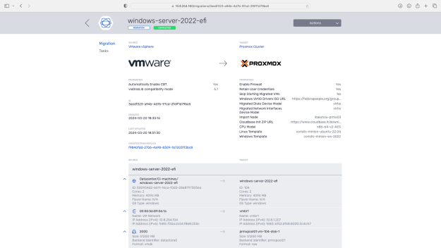 Coriolis Screenshot vSphere-Proxmox Migration Overview Large-ws2022-clicked-props